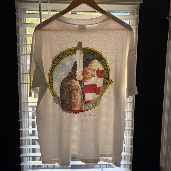 Vintage Paper Thin T-Shirt Size L Keep North Carolina Beautiful Native American - Picture 1 of 8